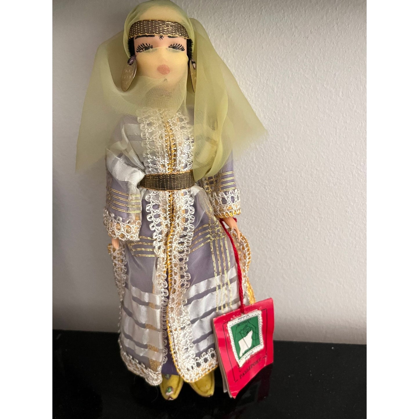 Vtg Moroccan Male Berber Female Fatima Doll Folkloric LATIFA Depose Passport In 5 Languages Hand Made In North Africa