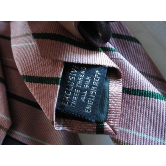 Vintage Men’s JR Logo Tie Whalings Men's Store Detroit Striped Pink Beige Exclusive Three Thread Silk