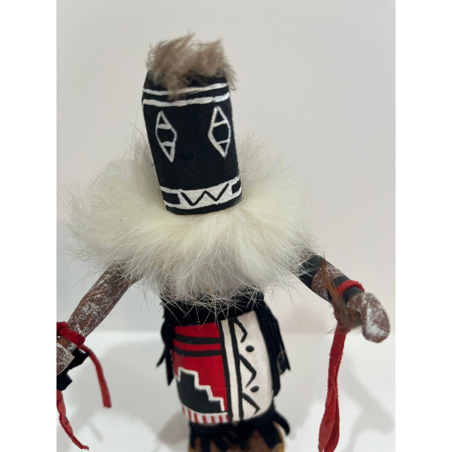 Vtg Navajo Kachina "Left Hand" Doll Signed by CC Carved By A Navajo 6 1/2" Copy Of Kachina History