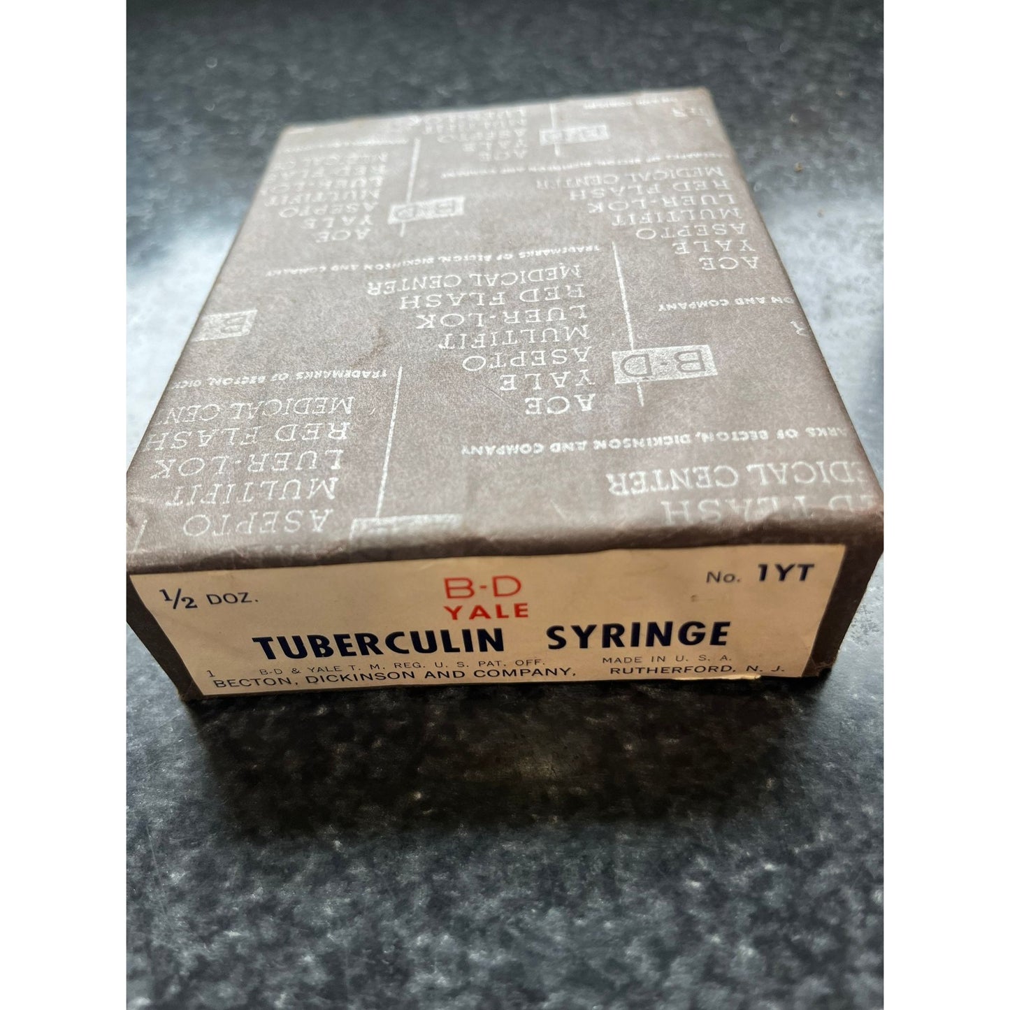 Unopened Box Of 1/2 Dozen Vintage B-D Yale 1 cc. Tuberculin Syringe No. 1YT in Box New In Box Sealed