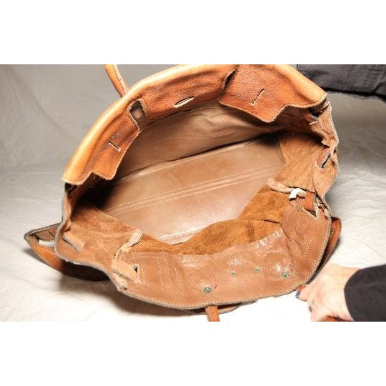 Vintage Genuine Leather Carry On Bag Luggage Handmade In Argentina Shoulder Cross Body Strap