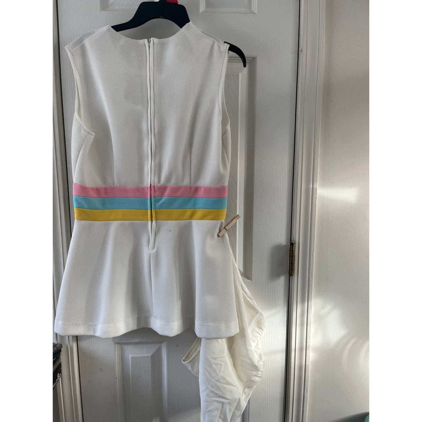 Vtg 1970's Tennis Dress & Panties By Saks Fifth Avenue Active Sportswear Size 14 White With Pink Blue Yellow NWT