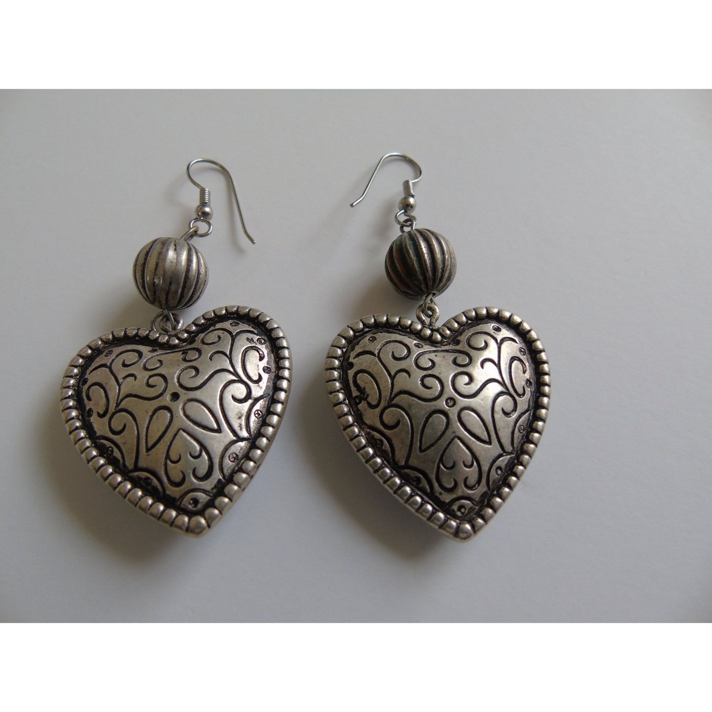 Vintage Earrings 1990's Brighton Heart Shaped Dangle French Wire 2 3/4"