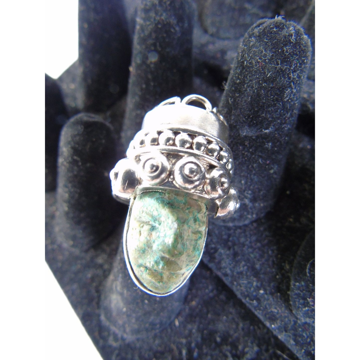 Vtg 1960's Aztec - Maya Warrior Ring Carved Turquoise Head Sterling Silver 925 Taxco Mexico Size 6