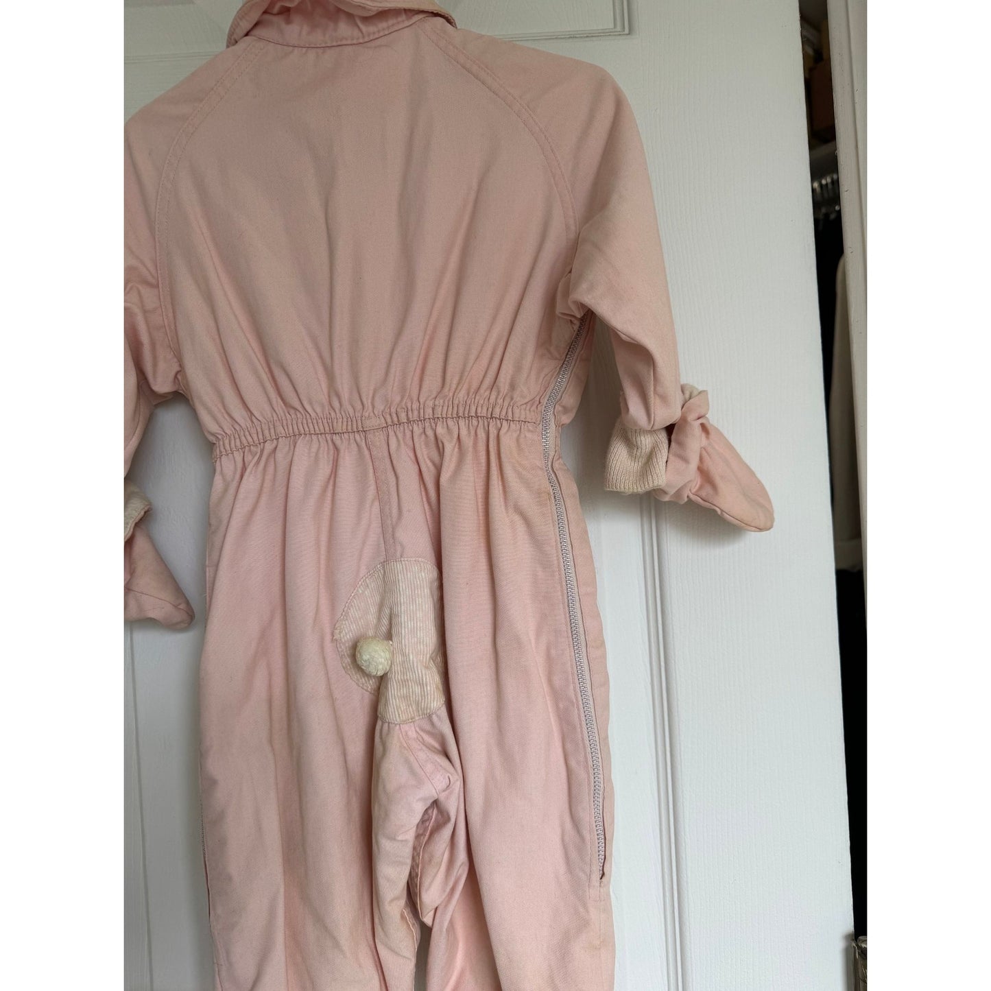 Vtg 1950s The Workshop of Morton Karten Girl's Pink Winter Snow Bunny Suit Wind & Rain Resistant 3-6 Mos. Zipper Sides Mittens Bootie