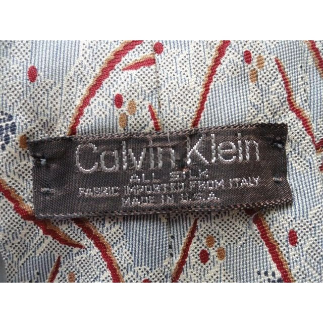 Vintage Men’s Calvin Klein All Silk Geometric Tie Fabric Imported From Italy Made In USA NWOT