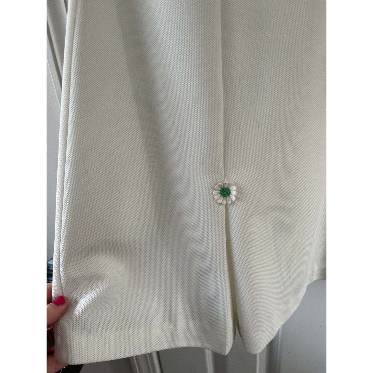 Vtg 1970's Back Line Tennis Dress Tenniswear By Eaton Size 14 White With White & Green Daisies