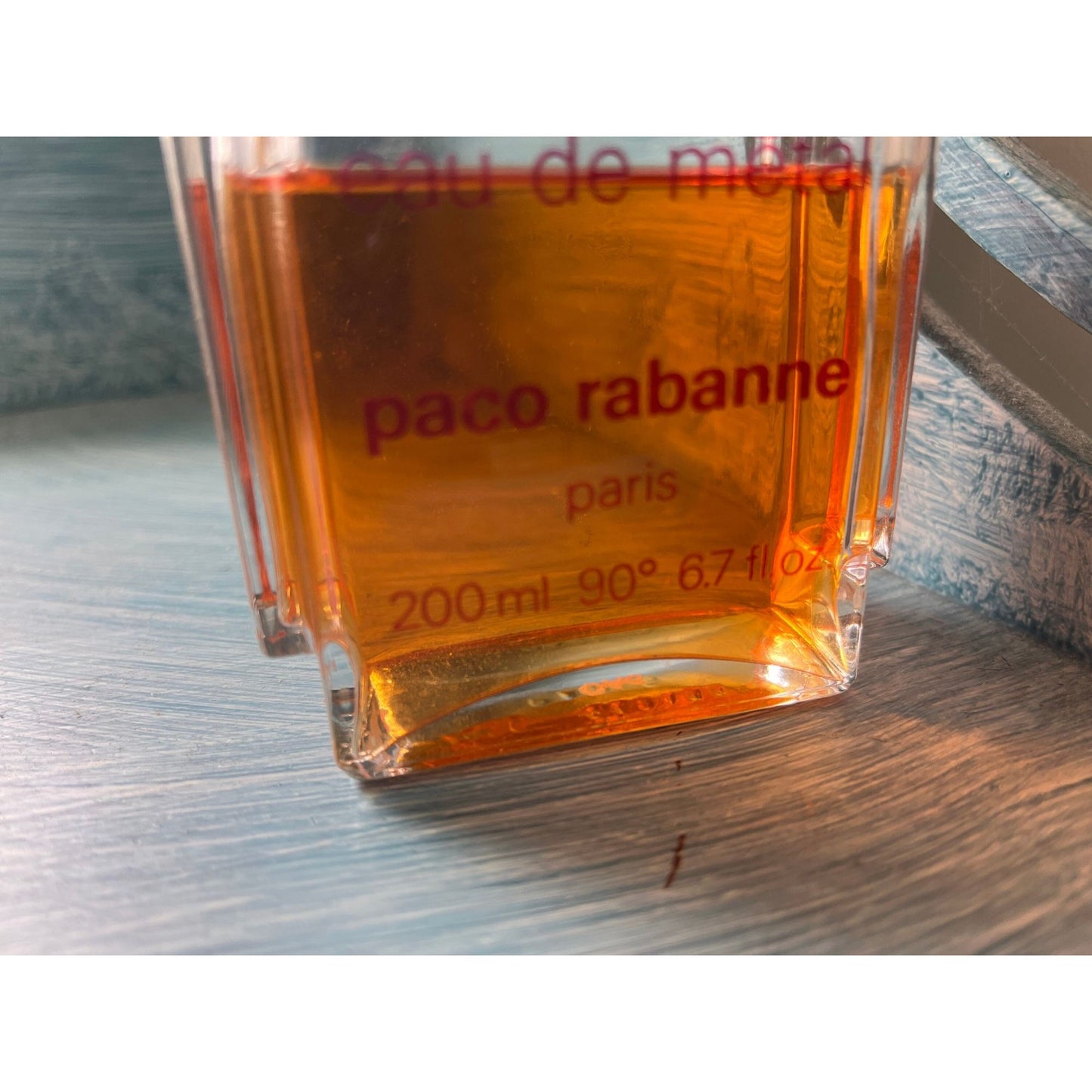 Paco Rabanne Eau de Metal Women's Vintage Fragrance. 200 ml 6.7 fl. oz. 90Degrees Half Full TESTER