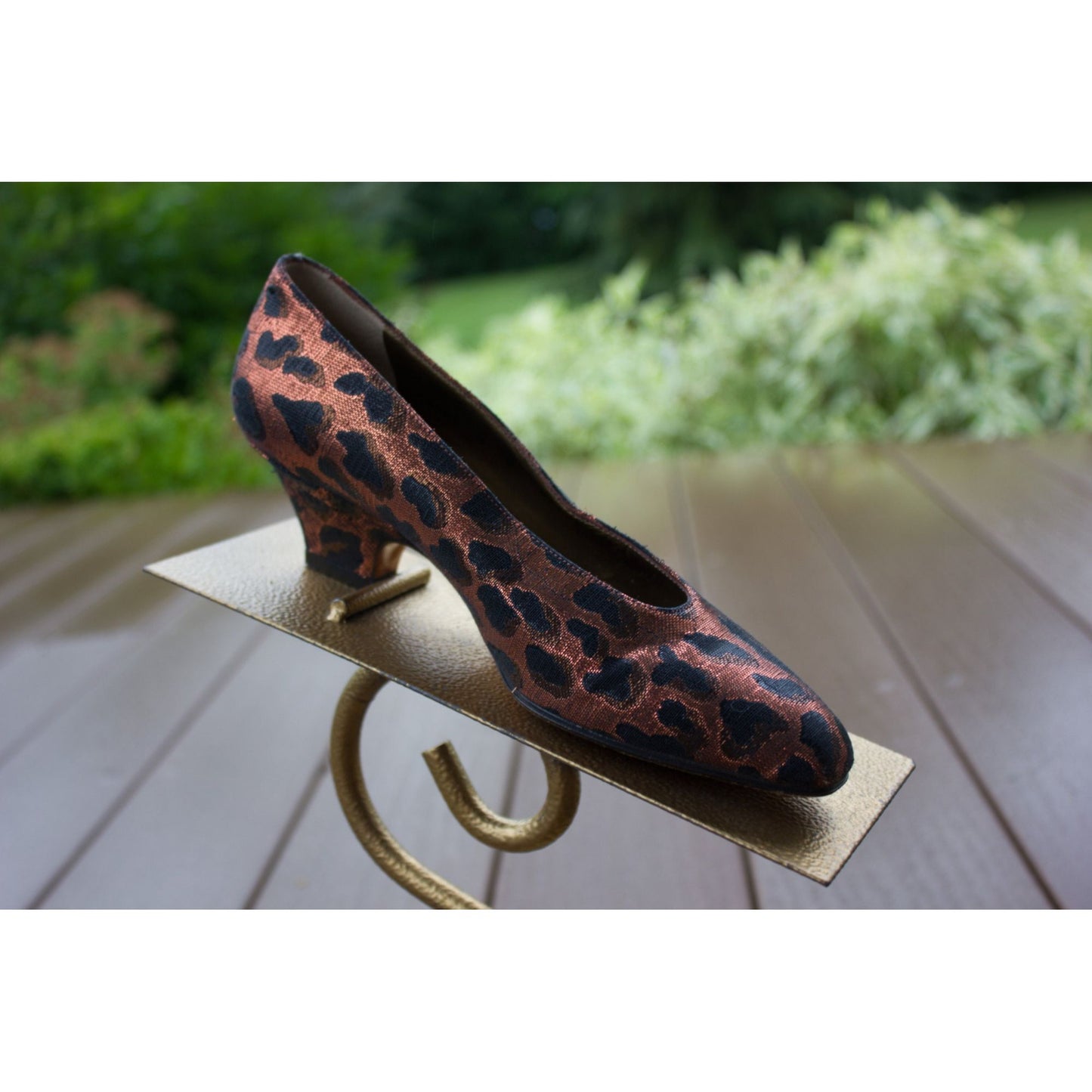 Vintage Women's Pumps Shoes Yves Saint Laurent Animal Print Leopard Print Silk 4 M Made In Italy