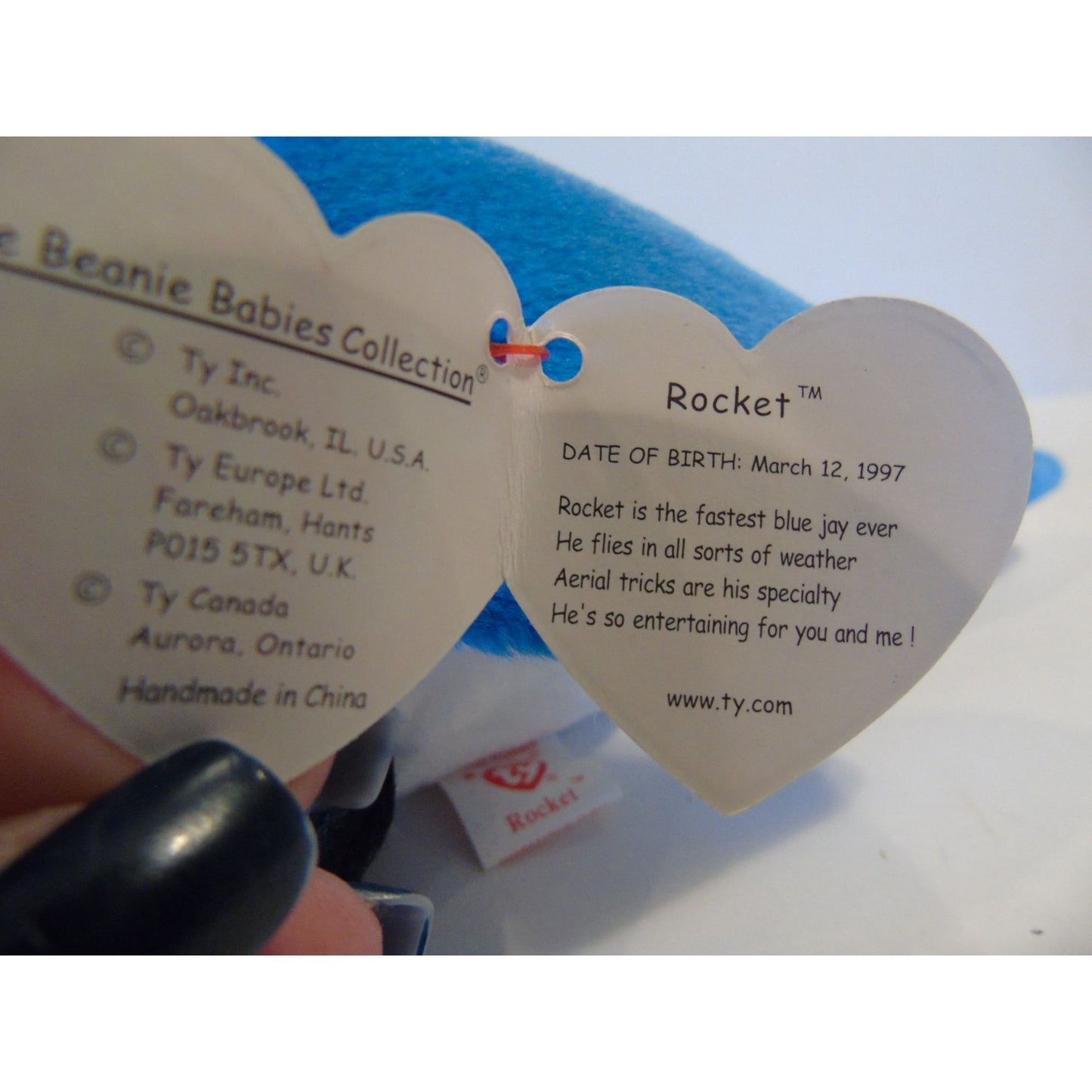 Ty Beanie Babies Rocket The Blue Jay Bird Birth Date March 12, 1997 No Style Number