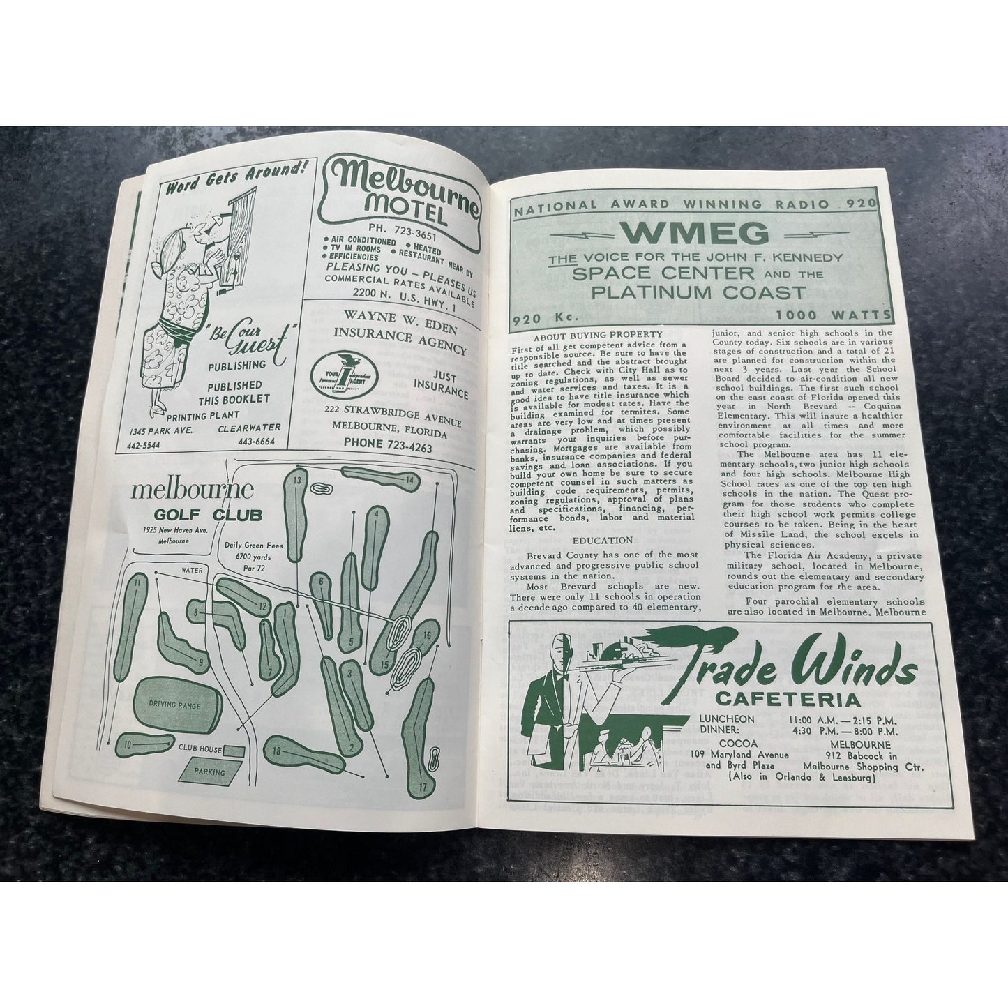 Vintage 1960's Melbourne Florida Book "To The Crossroads of the Universe"  Published By The Chamber Of Commerce Ephemera