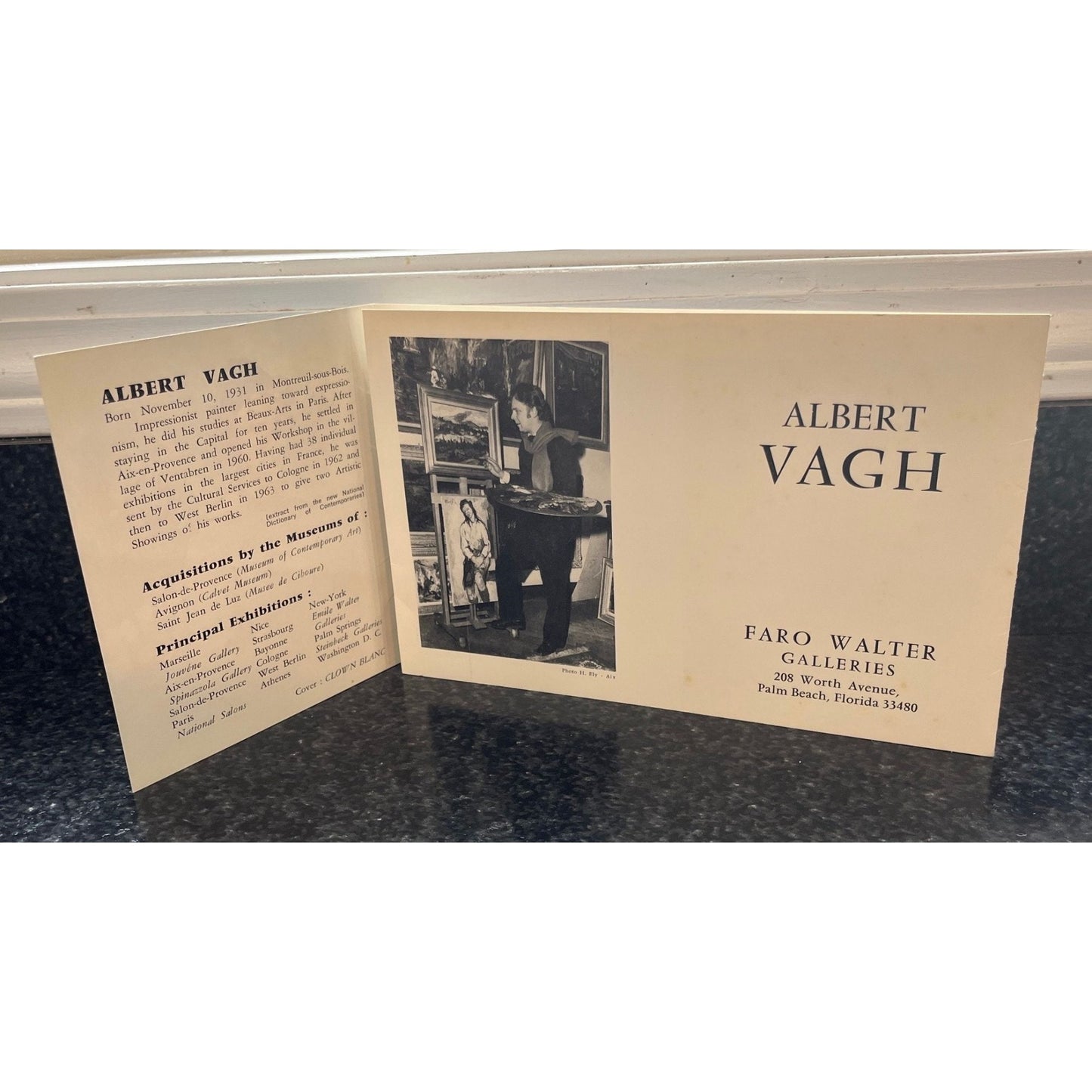 Vintage Albert Vagh Weinmann 1931-1983 (French) Pamphlet Faro Walter Galleries Palm Beach Florida Art Bio & Art Work