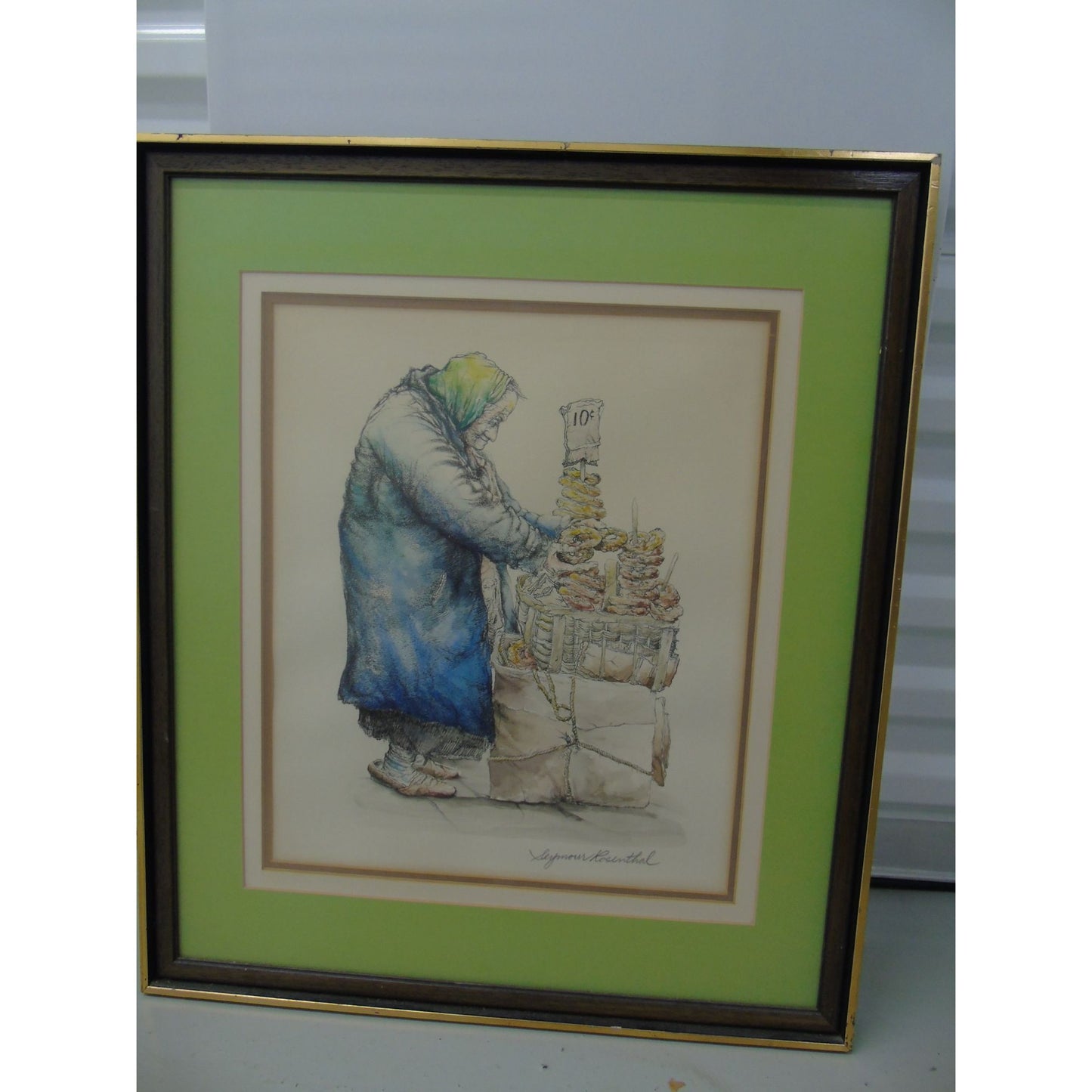 New York City Artist Seymour Rosenthal (1921-2007) “The Pretzel Lady”  Signed in Pencil