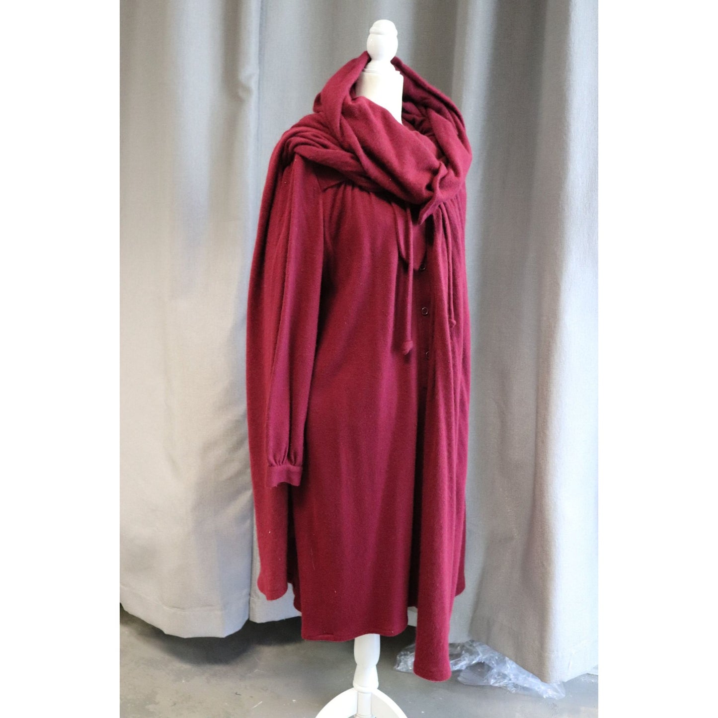 Vtg Deep Red Wool 1960s Valentino Boutique Set Includes Dress, Cape, And Turban Authentic Vintage Valentino Made In France