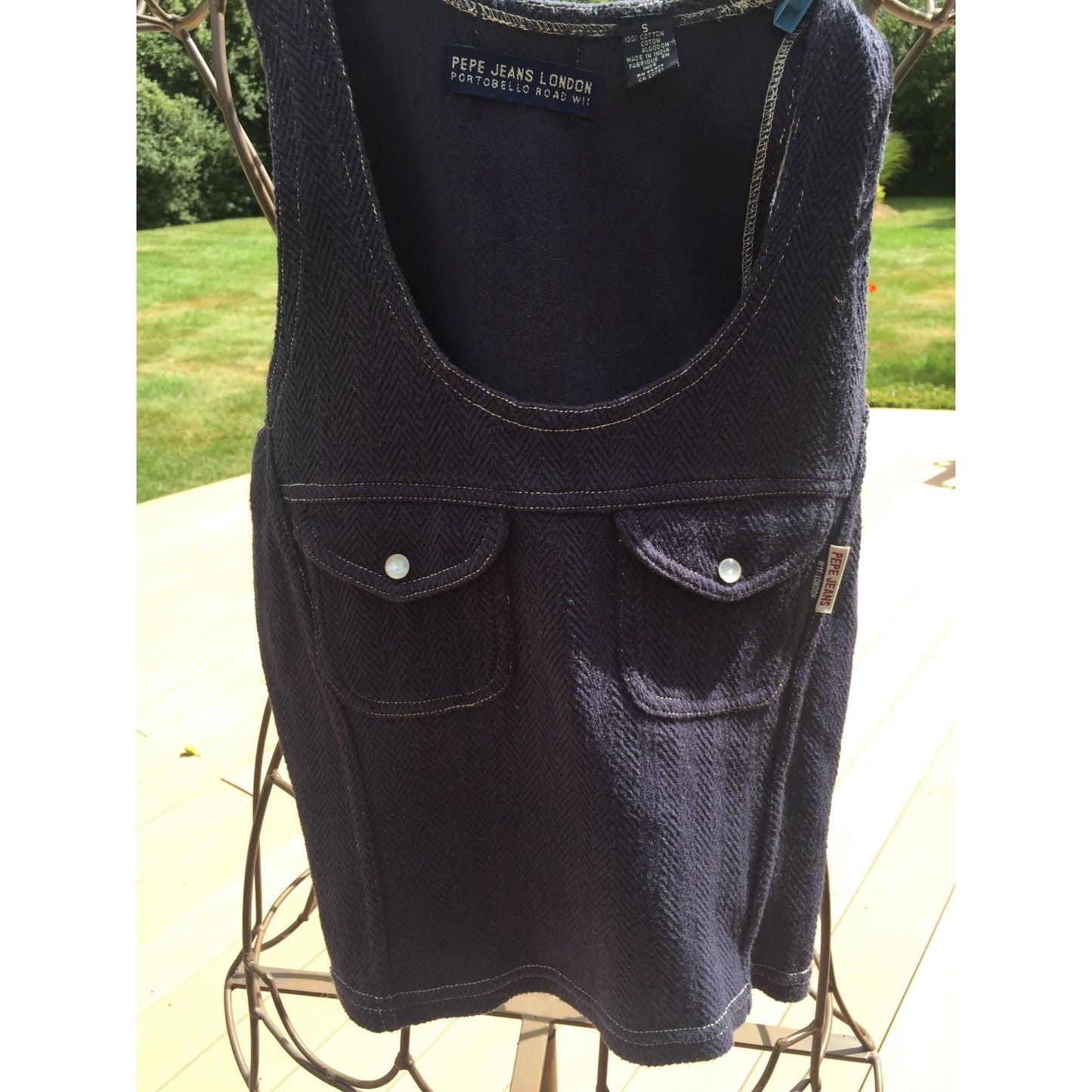 Vtg 1970's PEPE JEANS London Portobello Road W11 Woman's Top 07 (PJL) WX1 pepeNo. 2.0105 Size S Navy Blue Top