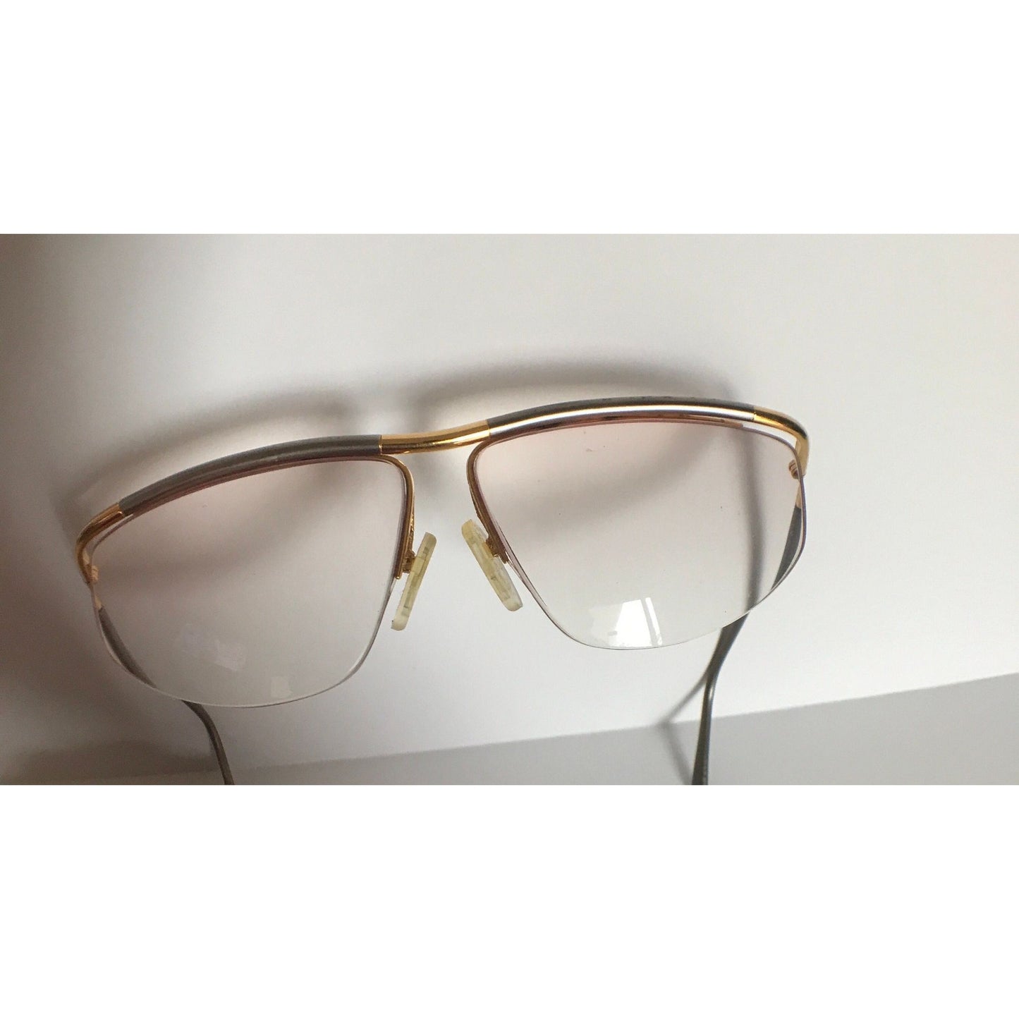 Vintage Frames France LOGO Paris Metal Gold Pewter Eyeglasses Made in France