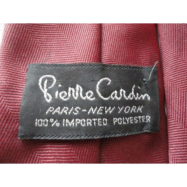 Vintage Men’s Pierre Cardin Tie With Logo Burgundy Paris New York Signature "P"