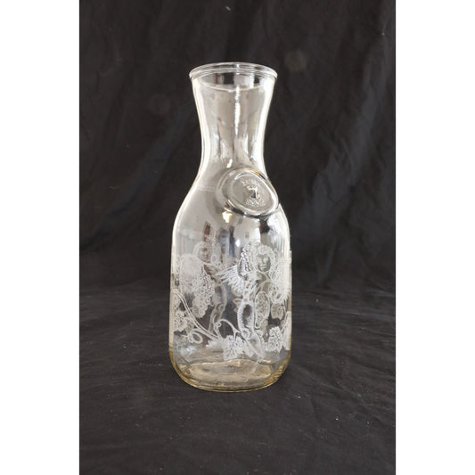 Vintage Norman Kosarin 1989 Paul Masson Vineyards Wine Carafe Since 1852 Dionysus & Grape Leave Etching