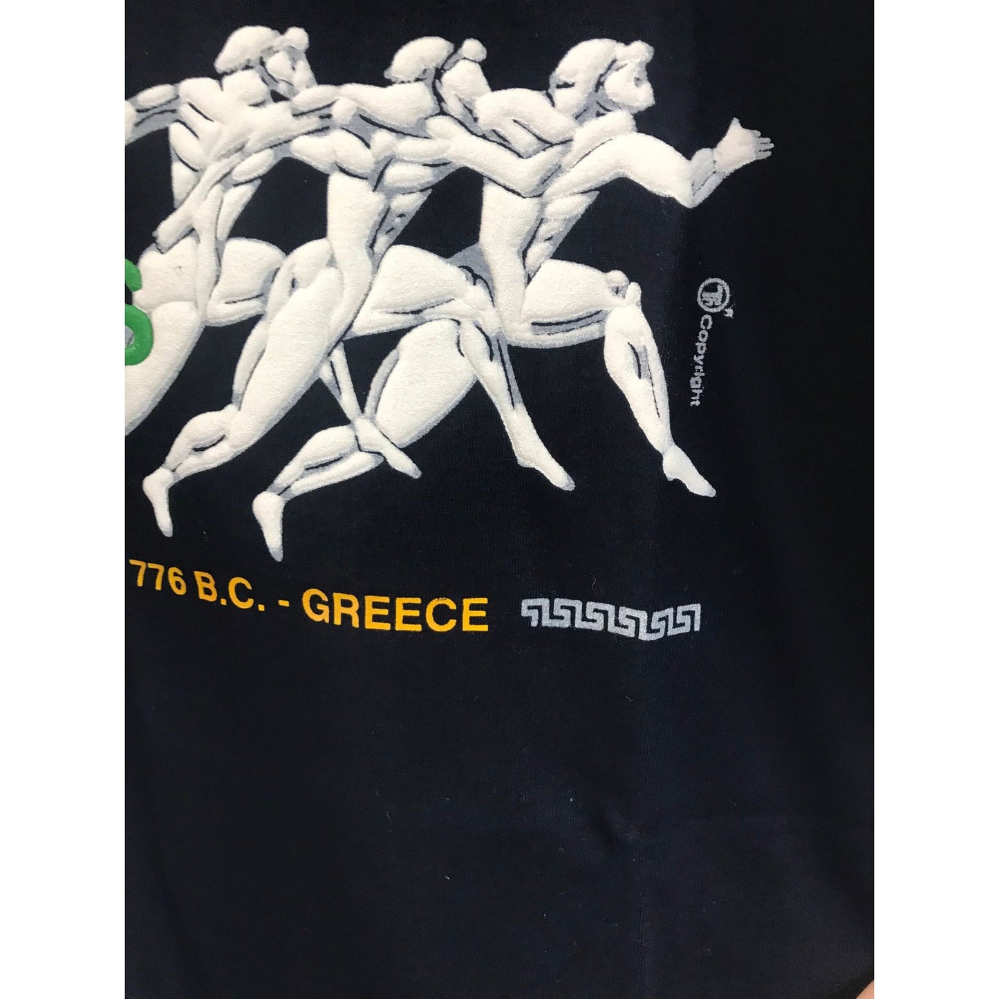 2004 Athens Olympic Games T-Shirt Athens Marathon Navy Blue Heavily Embroidered Made in Greece M NIB