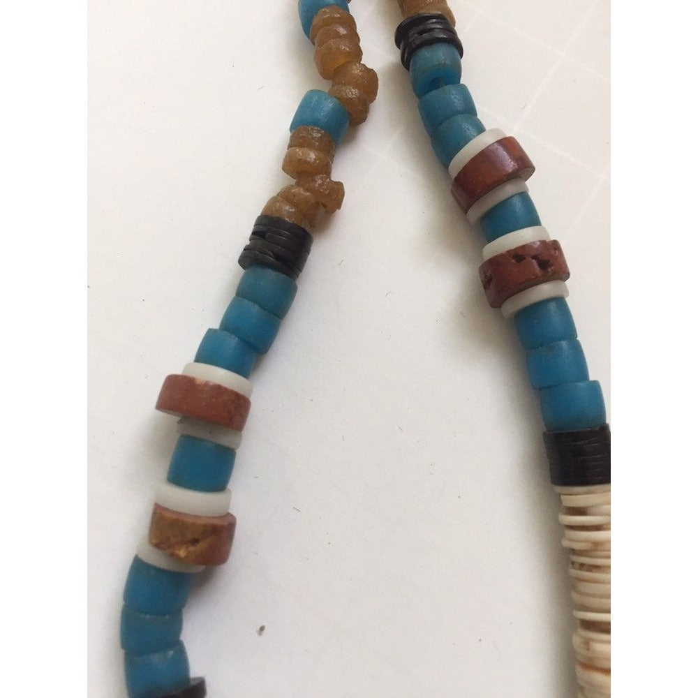 Vintage Heishi Necklace Metal Bead Graduated Shell Beads Santo Domingo Native American