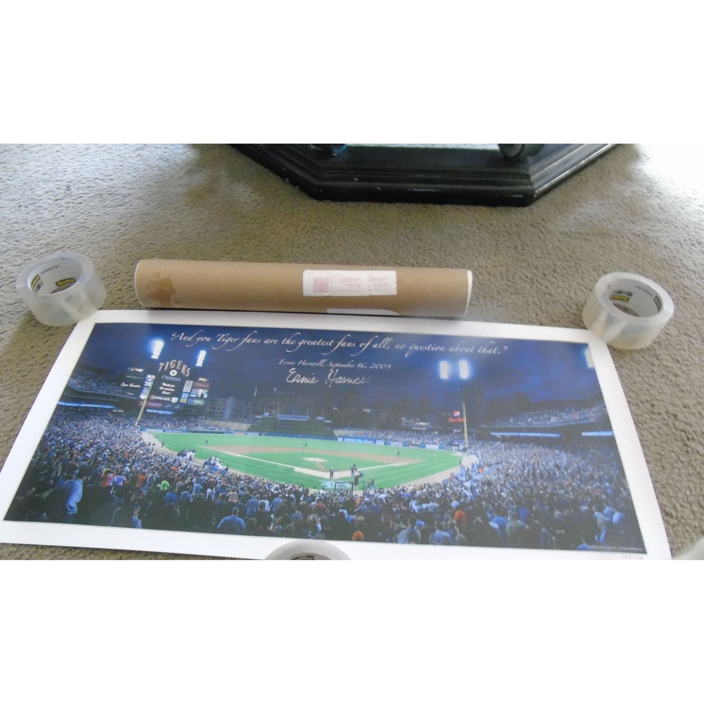 Ernie Harwell 2009 Farewell Hand Signed Poster 247/1500 Detroit Tigers Announcer Comerica Park Baseball