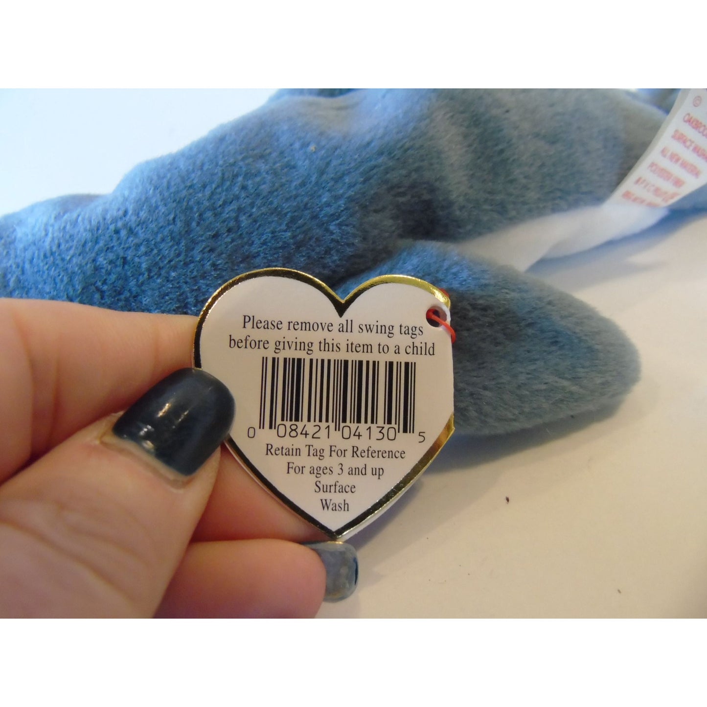 Ty Beanie Babies Crunch The Shark Birth Date 1-13-96 Style No. 4130