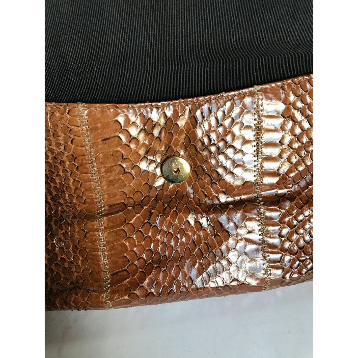 Vintage Brown Snake Skin Clutch Evening Bag 1950's Fully Lined