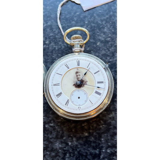 Antique Central Park Waltham Portrait Silver Case Pocket Watch  S/N 211732 The Women's Name "Satent Simon"