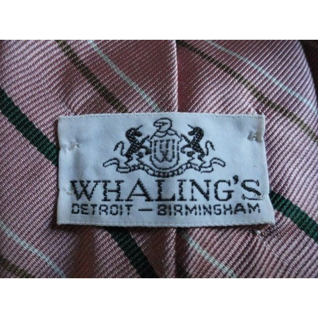 Vintage Men’s JR Logo Tie Whalings Men's Store Detroit Striped Pink Beige Exclusive Three Thread Silk