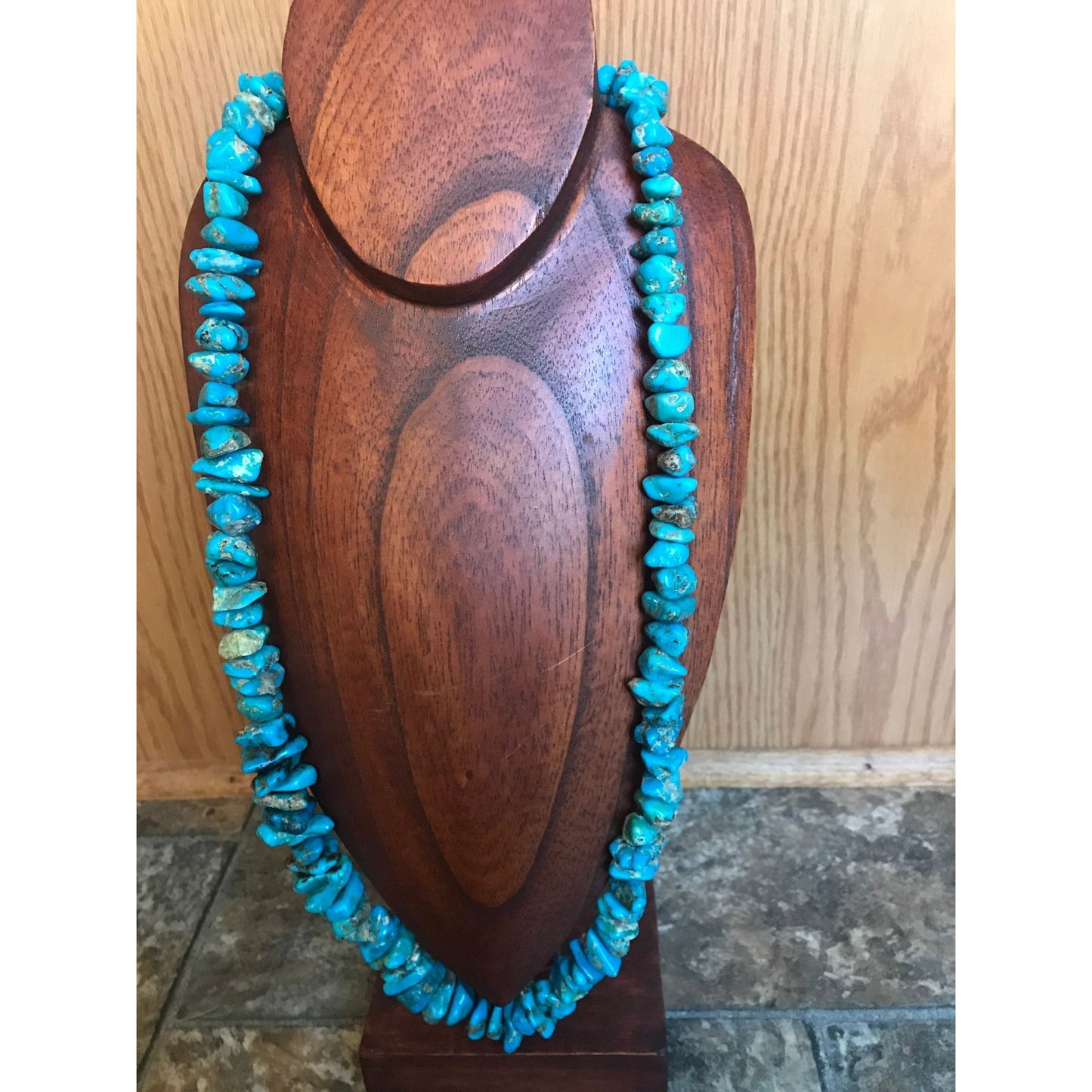 Vintage Graduated Turquoise Endless Nugget Necklace 35" Length 109 Stones No Closure