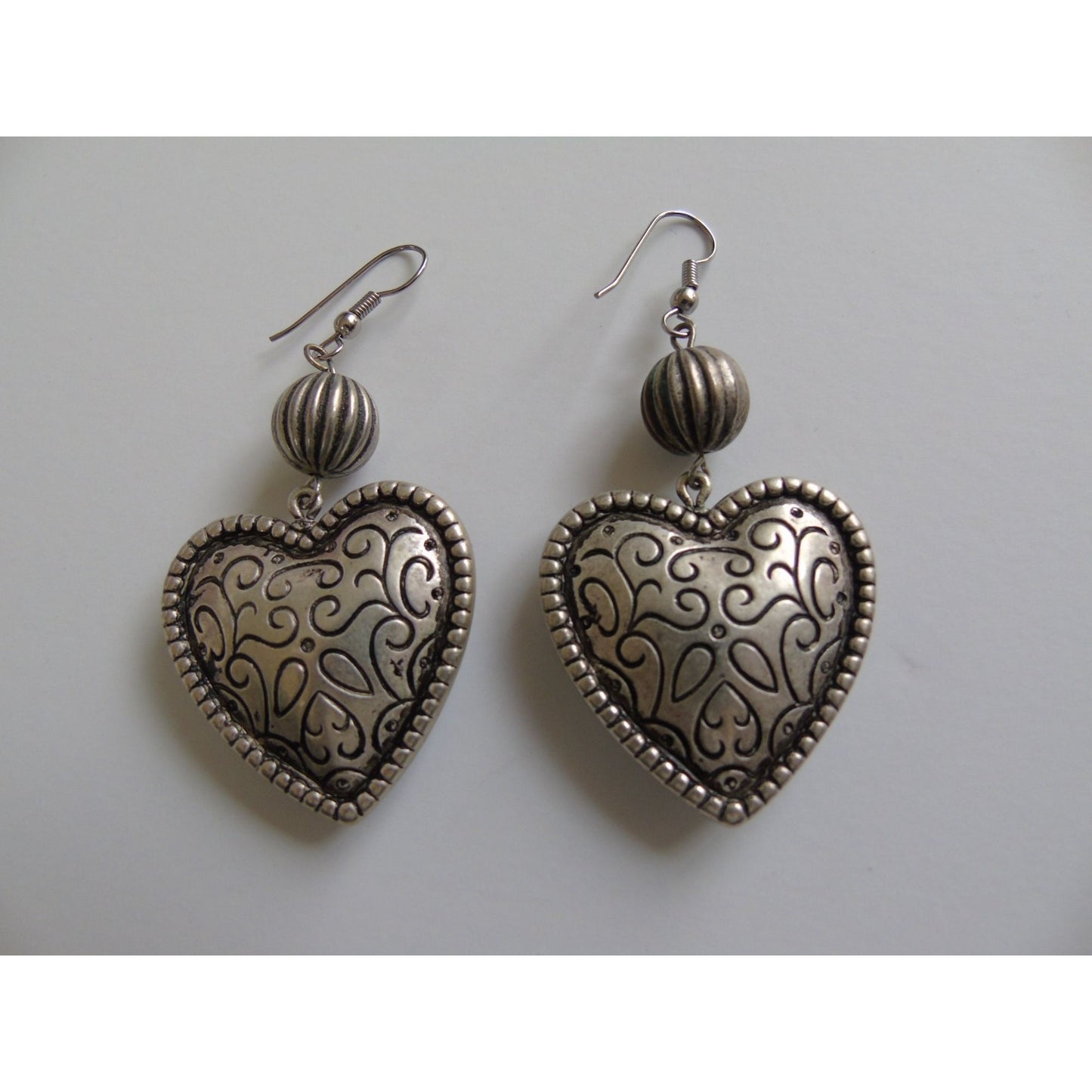 Vintage Earrings 1990's Brighton Heart Shaped Dangle French Wire 2 3/4"