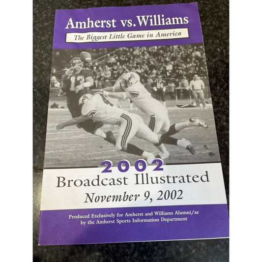 Vtg November 9, 2002 Amherst vs. Williams Football Game Guide Program Exclusive Alumni Guide