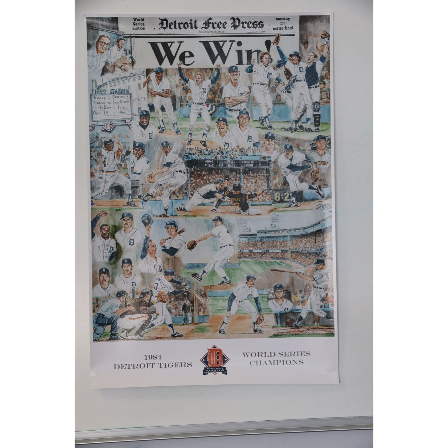 Detroit Tigers "We Win 1984" Poster By John R. Baker Artist For Detroit Fantasy Camp 2014