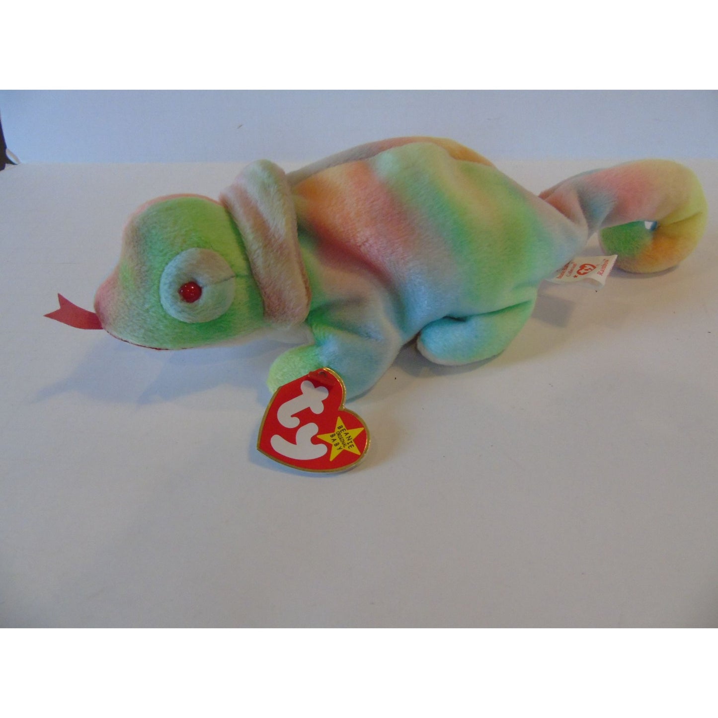 Ty Beanie Babies Rainbow The Chamaeleon Birth Date October 14, 1997 No Style Number With Tongue