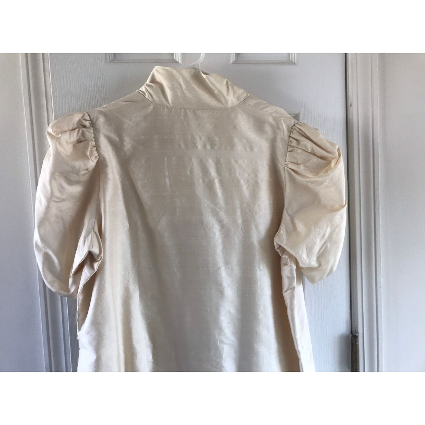 Vtg Tulip 1980’s Women’s Formal Mother Of The Bride Dress Raw Silk Handmade Ivory Front Button Closure L