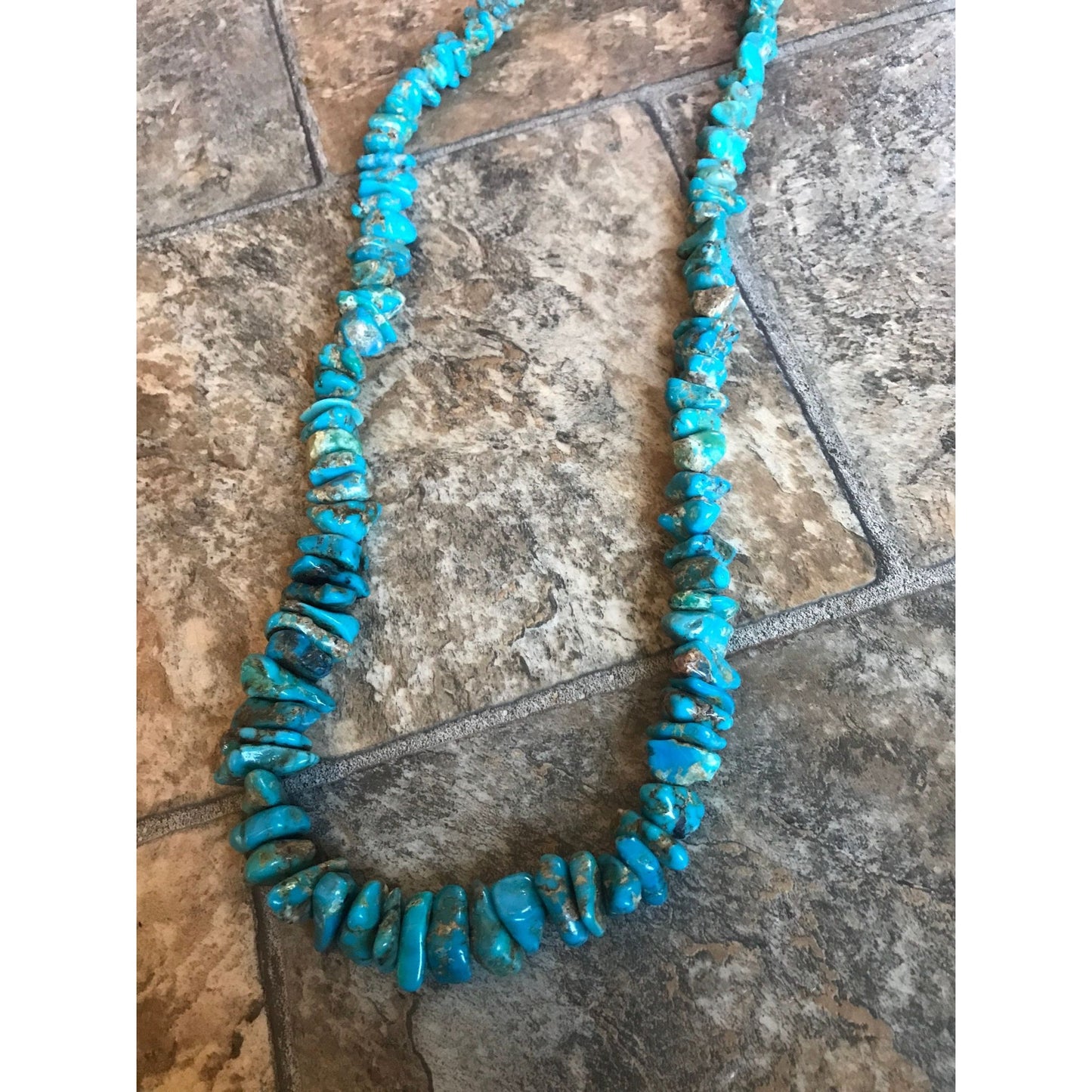 Vintage Graduated Turquoise Endless Nugget Necklace 35" Length 109 Stones No Closure