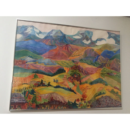 1970's Johanna Haas Watercolor Painting, "Italian Landscape San Marino", Signed Framed Fine Art 50" x 38 1/4"