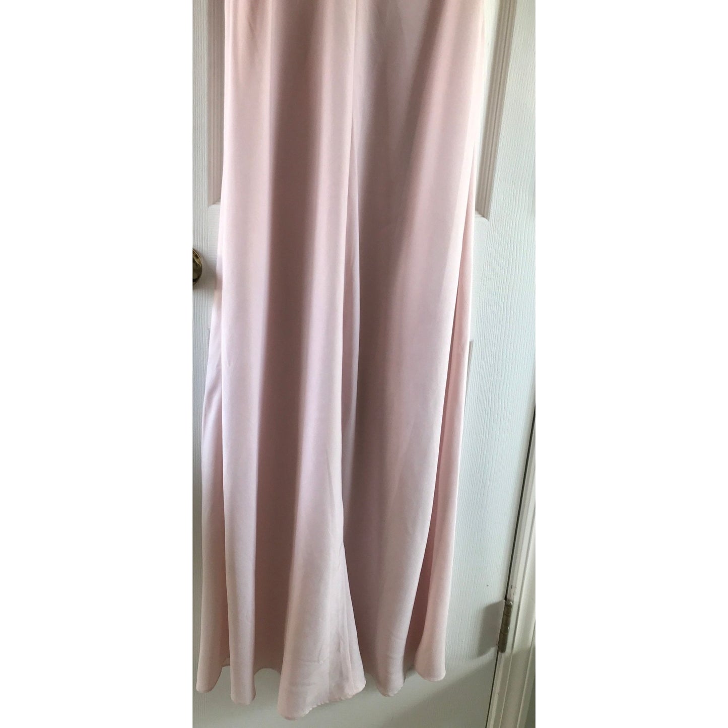 Vtg Vamp Maxi Gown Dress Lingerie Pink With Black Velvet V-Neck Size S