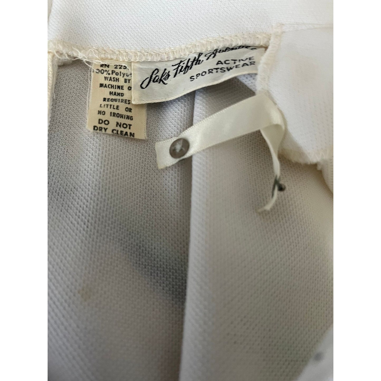 Vtg 1970's Tennis Dress By Saks Fifth Avenue Active Sportswear Size 14 White With Blue Frog Button Closure