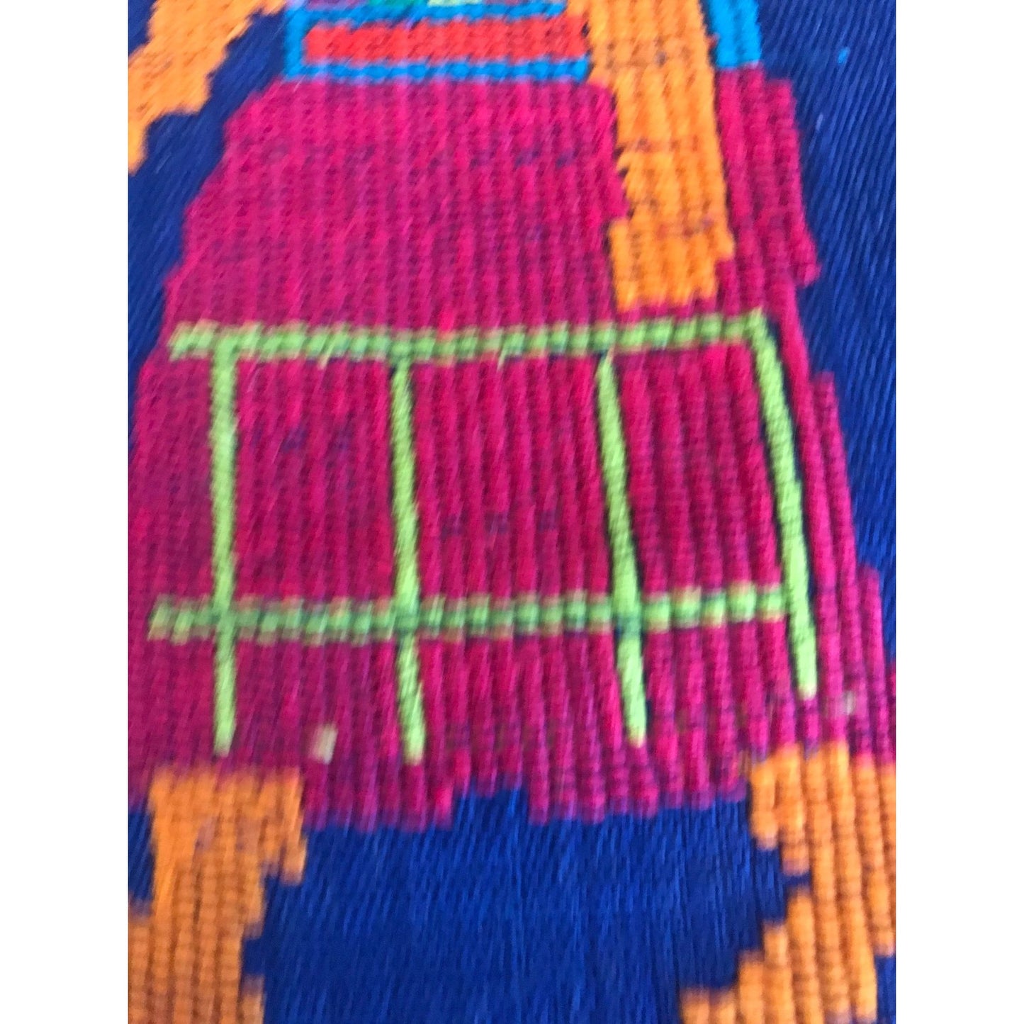 Vtg 1971 Hand Woven Guatemala Textile Art Hung On Sugar Cane 3 Women Multi Colored