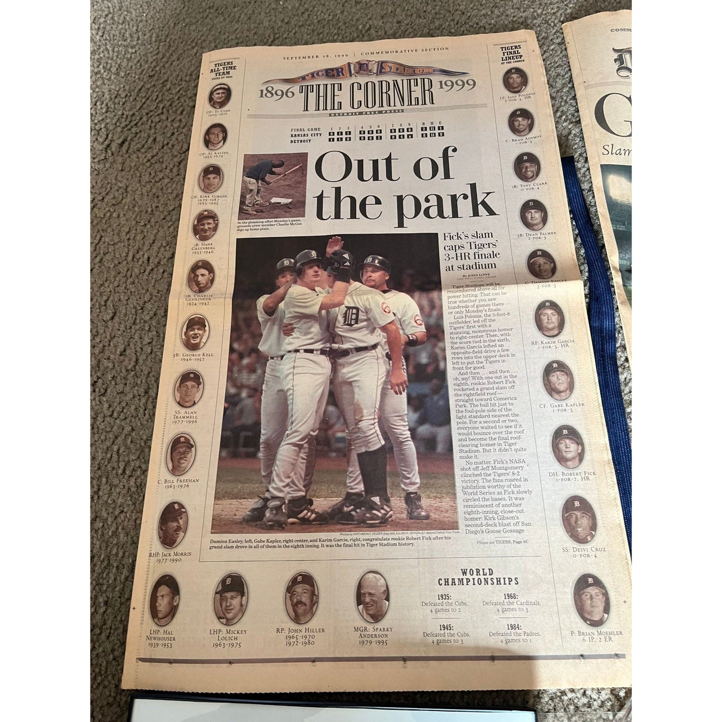 Vtg Sep. 27, 1999 Lot Of 10 Items The Final Game Detroit Tigers Detroit Stadium Newspapers Program Ticket Scorecard