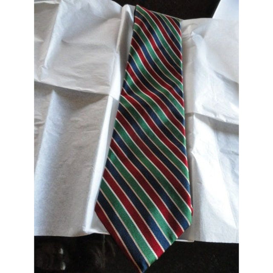 Vintage Men’s Resilio All Silk Striped Tie Mackenzie’s Men’s Clothing Store Red Blue Green Gold