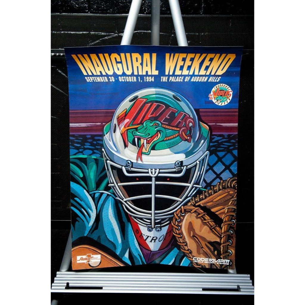 Vintage 1994 Detroit Vipers IHL Hockey INAUGURAL WEEKEND Poster The Palace Of Auburn Hills