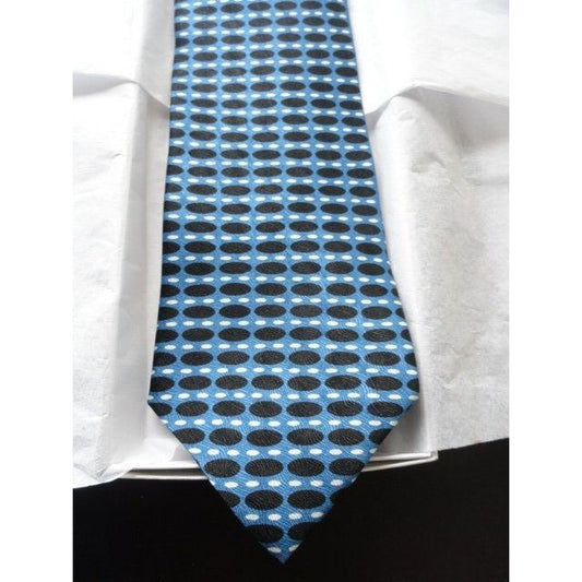 Vintage Men’s TIED & TRUE tm Geometric Tie Dry Clean Made In Korea 100% Silk Blue Black White Lining