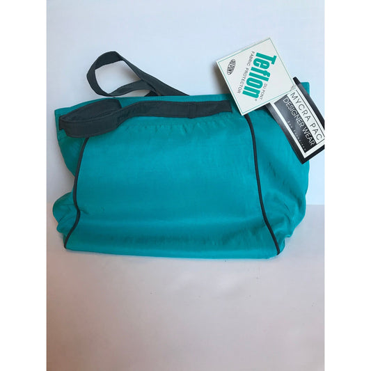 Vintage MYCRA PAC Designer Wear Purse Handbag Dupont Teflon Fabric Style 5302 Turquoise & Black NWT