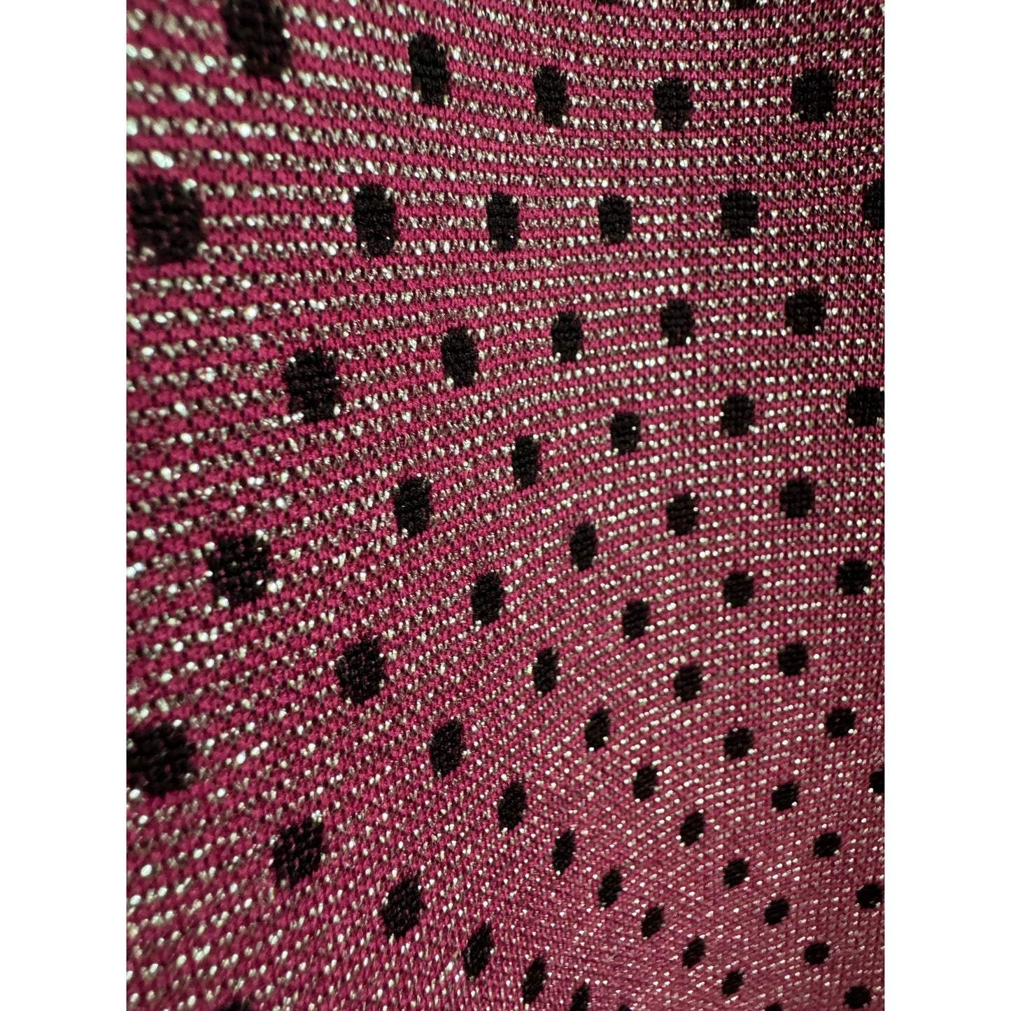 Vtg Pink Black Polka Dot Silver Metallic Maxi Dress with Belt by Lapidus of Sweden Silver Metallic Thread Black Polka Dot Print  Size 12