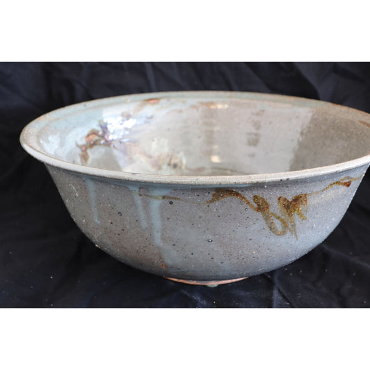 Vtg Handmade Studio Art Fine Pottery Bowl Glazed Slate Brown Gray Signed By Artist NAHLER Barbara Nahler