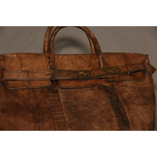 Vintage SIMA - PATICA Cuero Vala Leather Luggage Brass Hardware Made In Argentina