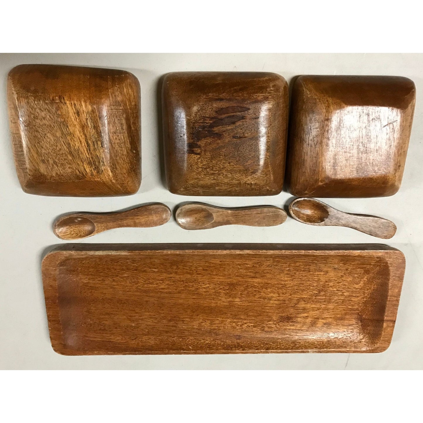 7 Piece Teak Serving Set SQ Handcrafted Quality Made in the Philippines