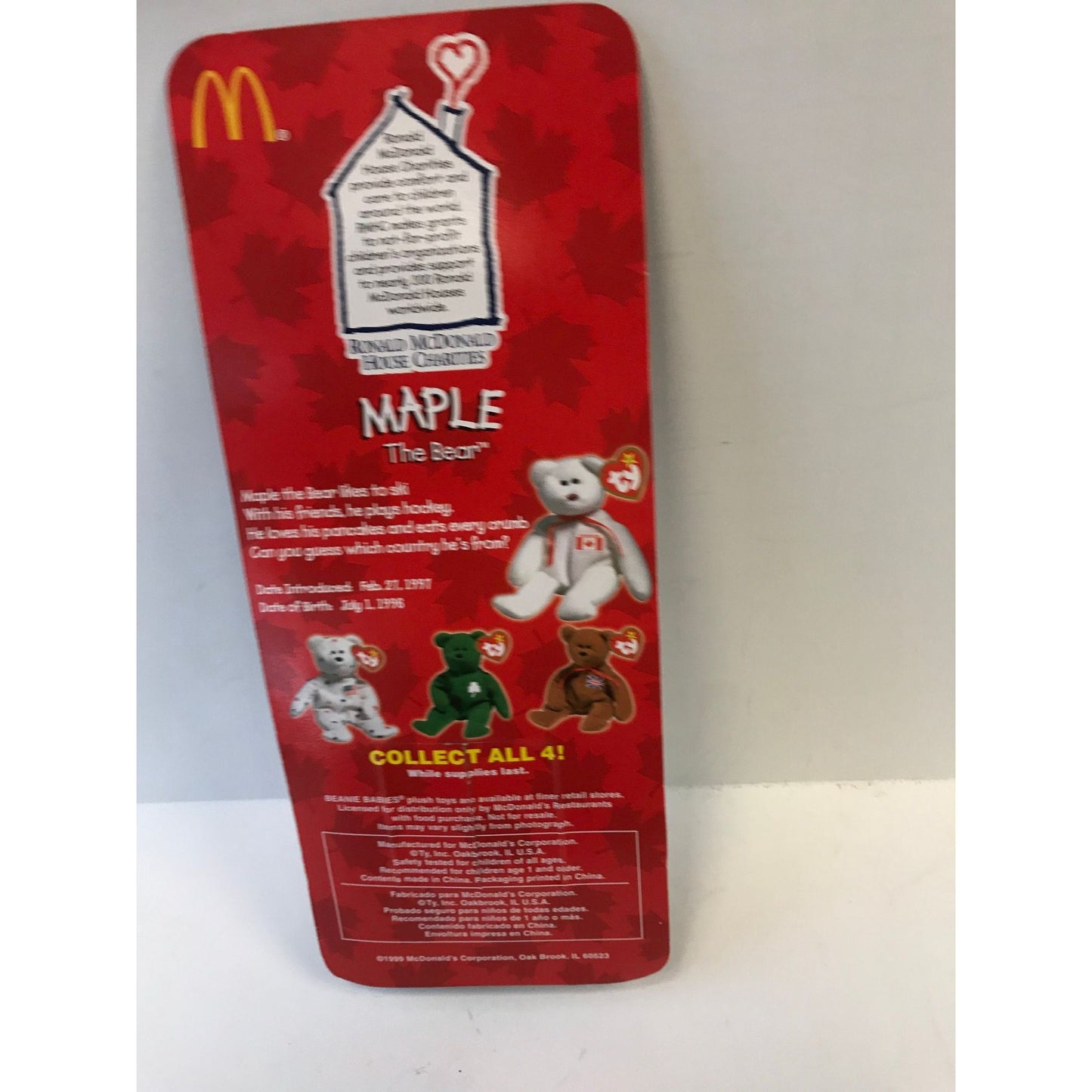 Vintage Ty Ronald McDonald House Maple Canada NIB 1999 Beanie Babies